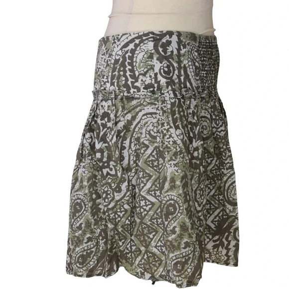 BANANA REPUBLIC || Y2K Mini Skirt Paisley Green Brown Size 6 - Picture 2 of 5